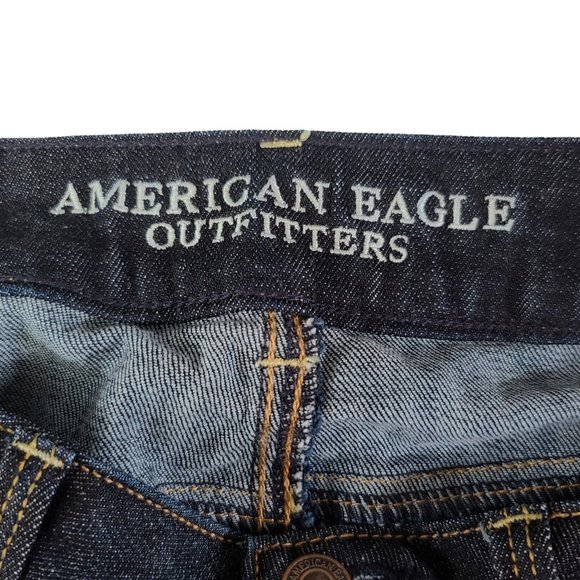 American Eagle Jeans Women 8 31x25 Artist Crop Stretch Low Rise Dark Blue Denim - Picture 3 of 13